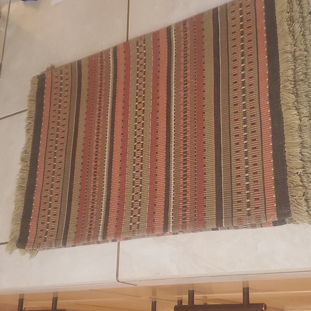 Set of 6 Woven Fringed Striped Placemats Autumn Stripe 13x20in